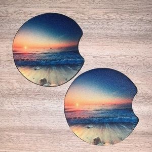 Beach sunset dreamy car coasters 2pack new